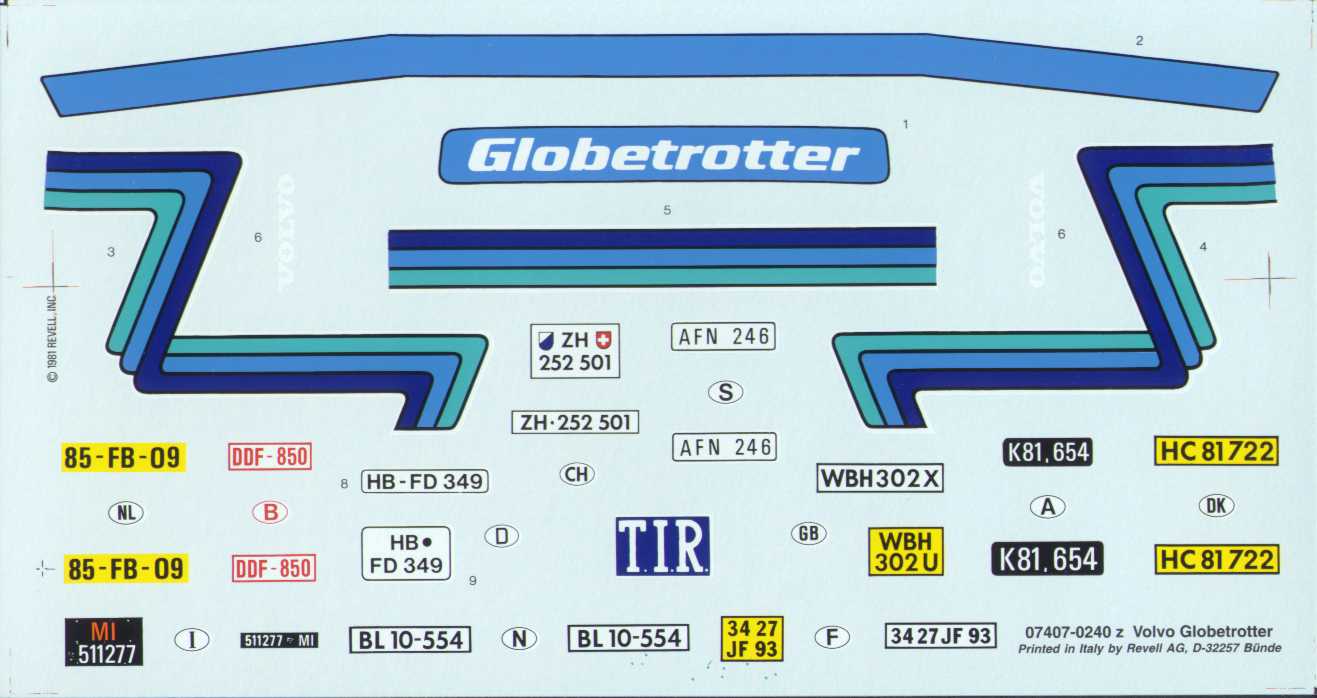 Photo Volvo F12 Globetrotter Decalsheet 07407 Volvo F12 Globetrotter