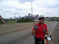 6 hours of riding completed. Rob on the approach to the ML King Bridge headed into downtown Saint Louis.