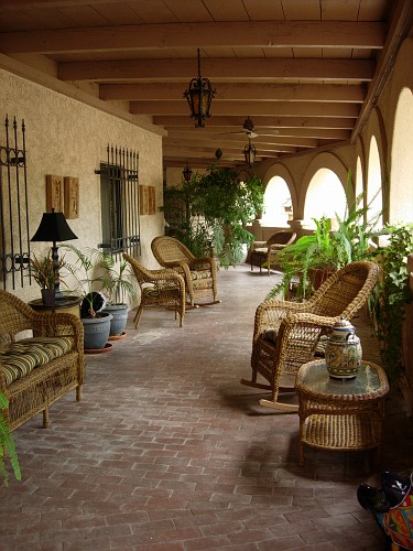 Looking down front porch