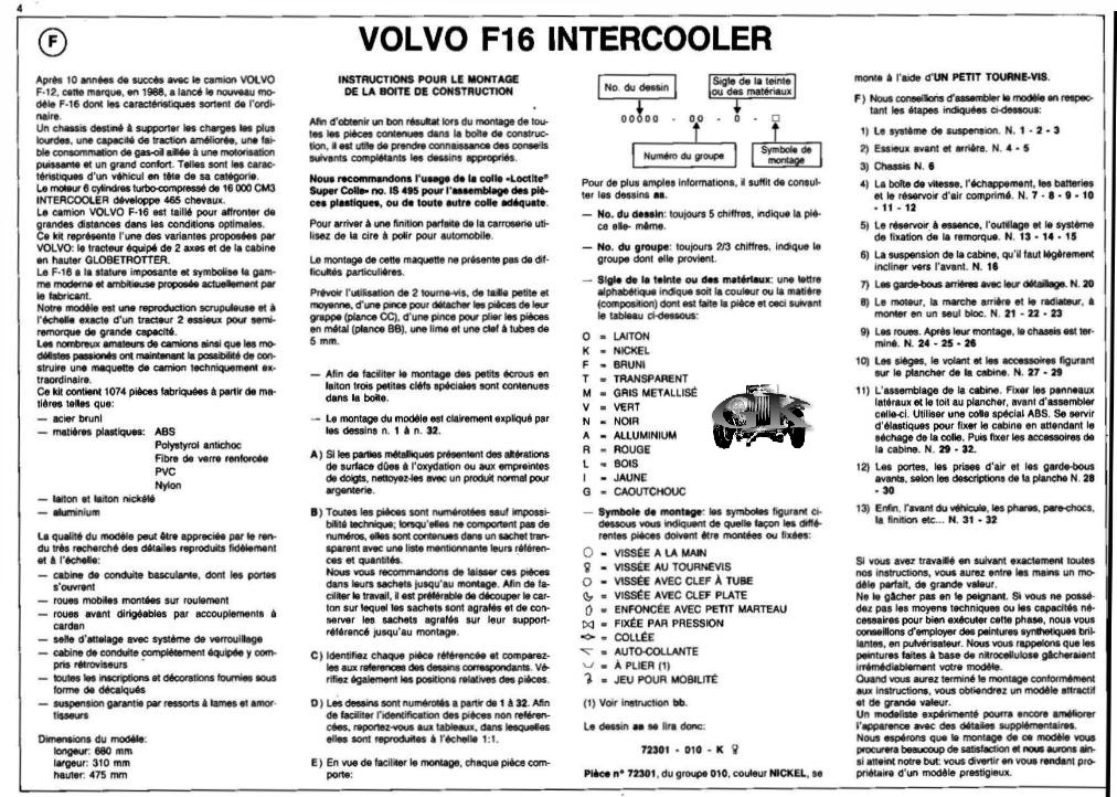 Pocher 1/8 Scale Volvo Truck Supplemental Decal Set - For K79/K87 Model Kits (Original) 1 thumbnail image