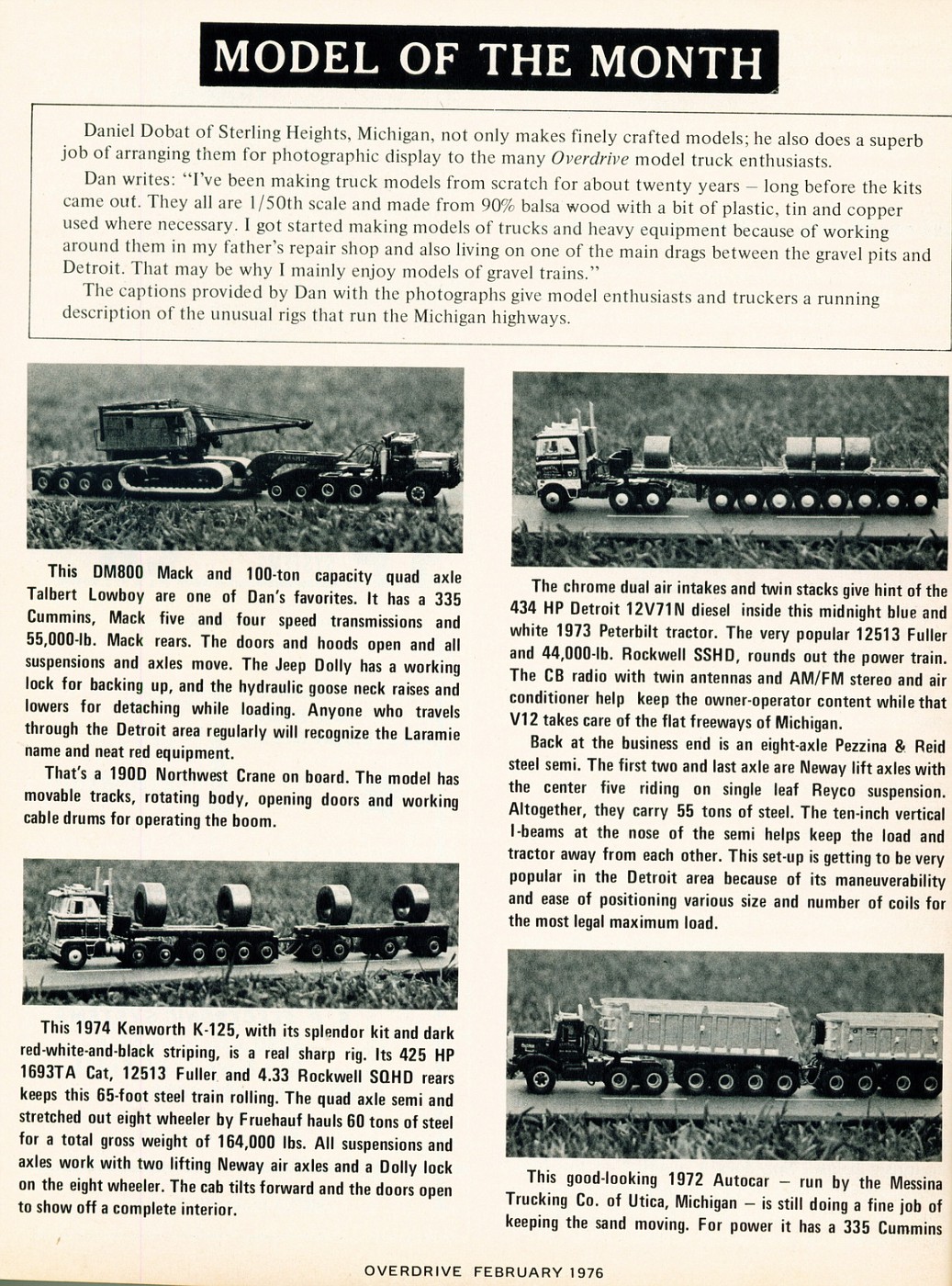 Photo 1976 01 January Model of the Month 1 Overdrive Magazine 1976