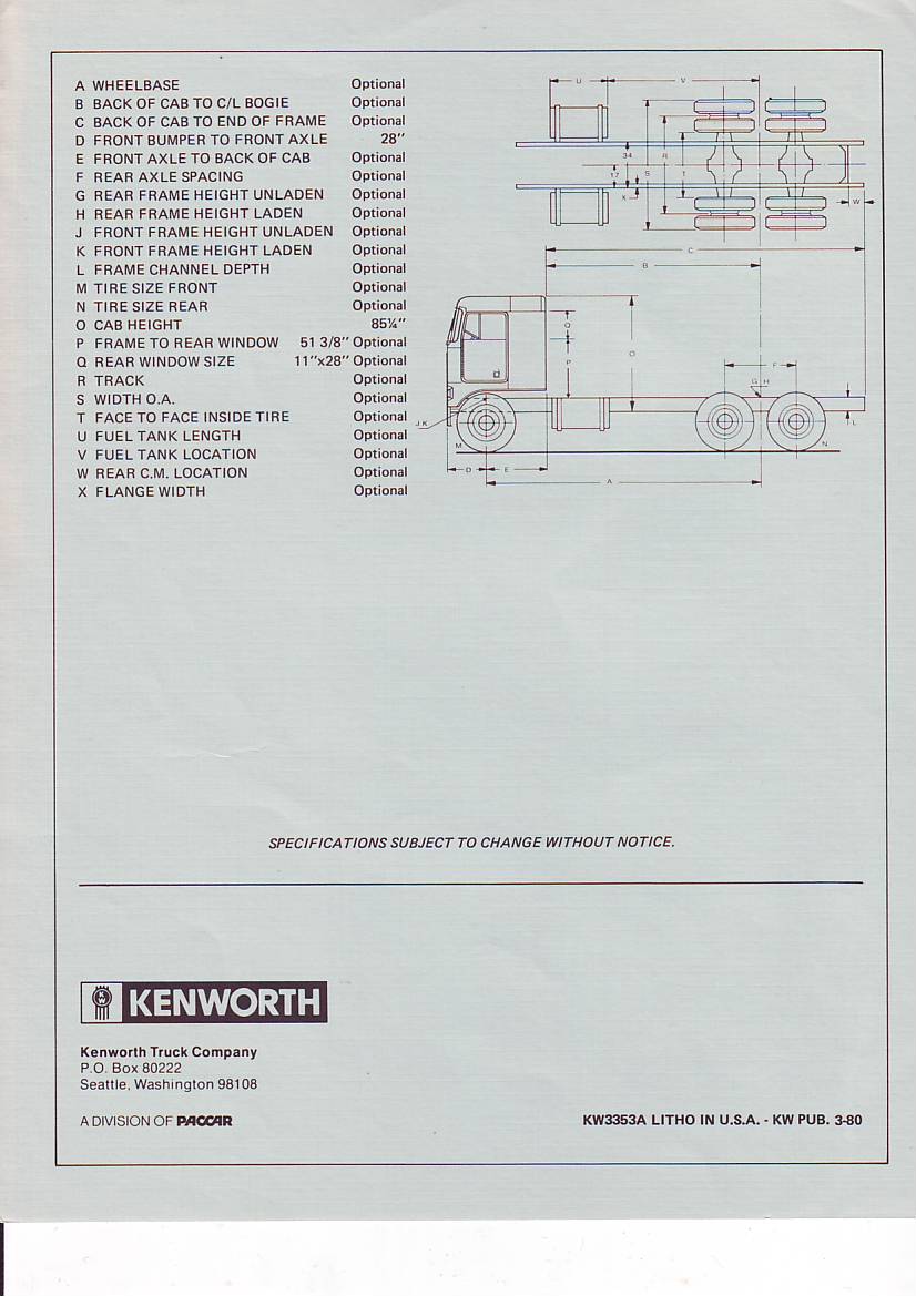 Photo KW0015 Kenworth K100 1977 Specifications album Dutch Model