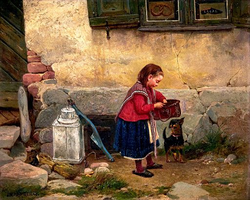 Girl with Dog outside the Store (1870)