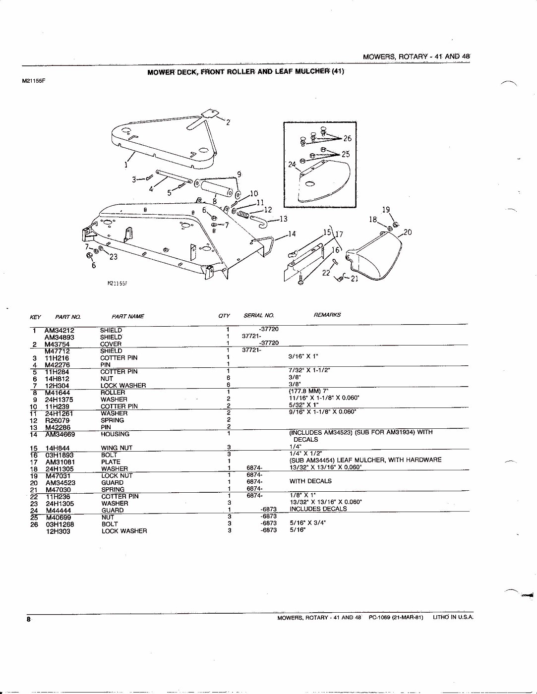 Photo John Deere 41 and 48 rotary mowers Parts Catalog 010 John