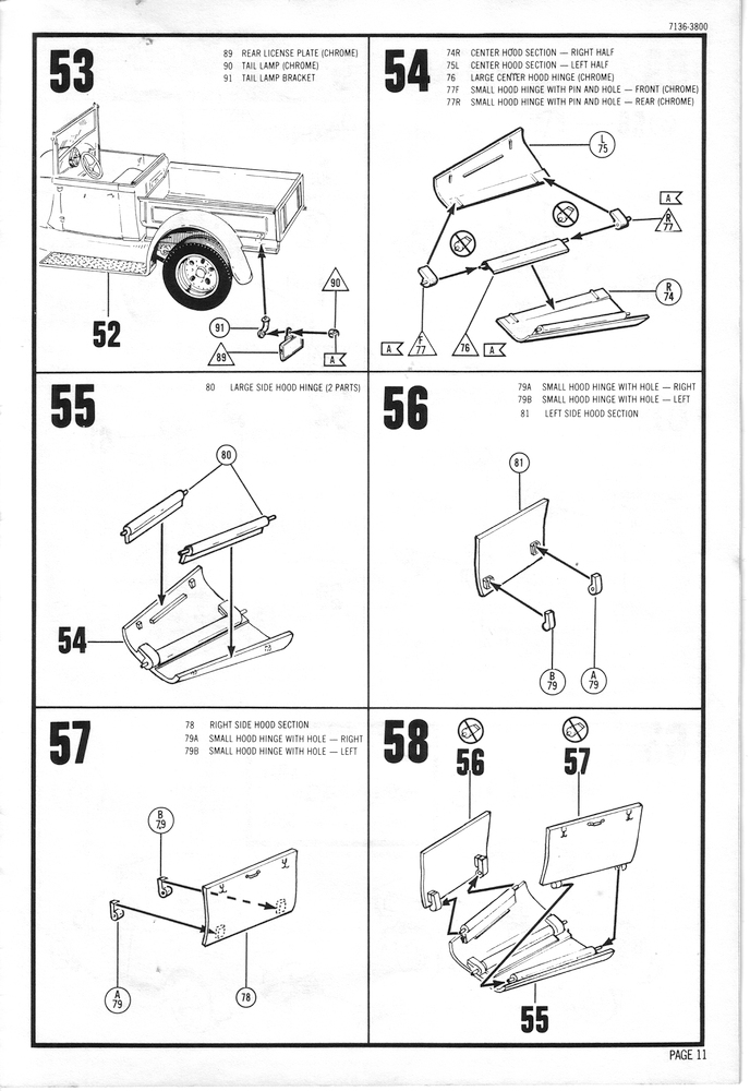 Photo HOTROD CUSTOM MODELA PICKUP Revell Instructions pg 11 REVELL