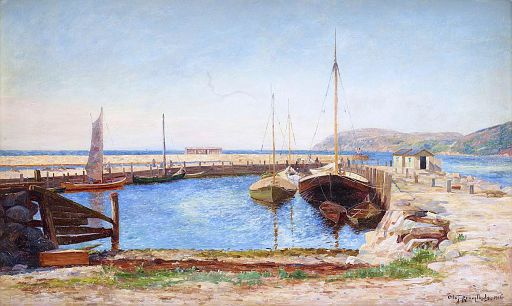 Harbor Scene with View of the Hills (1906)