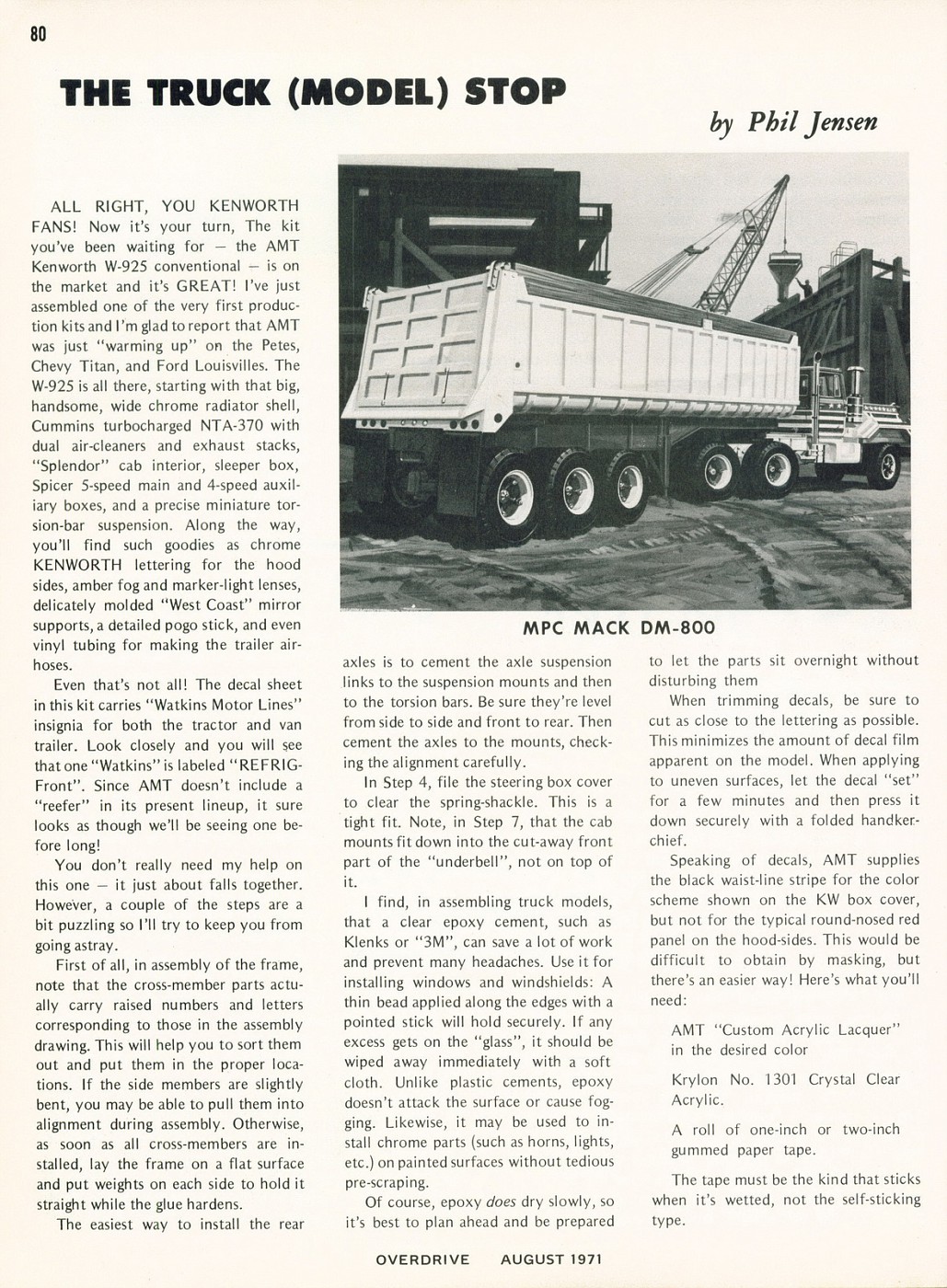 Photo August 1971 The Truck(Model) Stop Phil Jensen 1 08 Overdrive