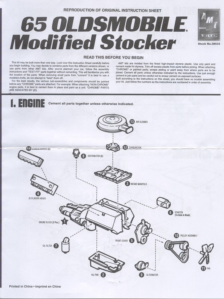 Photo instructions pg1 AMT 1965 Olds 88 Modified Stocker 38533