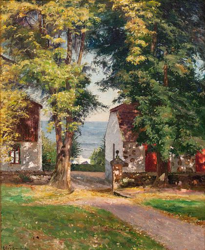 Yard with Sunlit Trees on the Shore (undated)