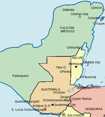 Photo: Yucatán (México), Belize and Guatemala. Mexico's Neighbors