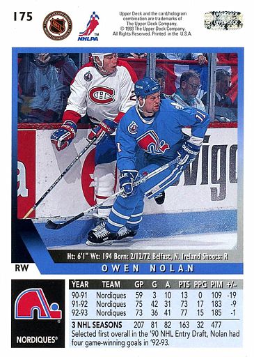 NHL Oct. 9, 1990 New Jersey Devils v Minnesota North Stars (R) Kirk Muller  v Frantisek Musil (R) 