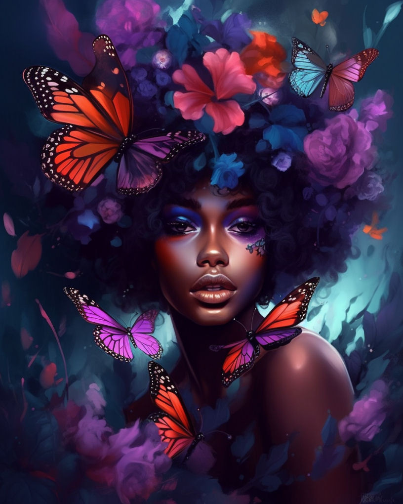 Photo: lms1230 beautiful ebony woman with butterflies | Beautiful ...