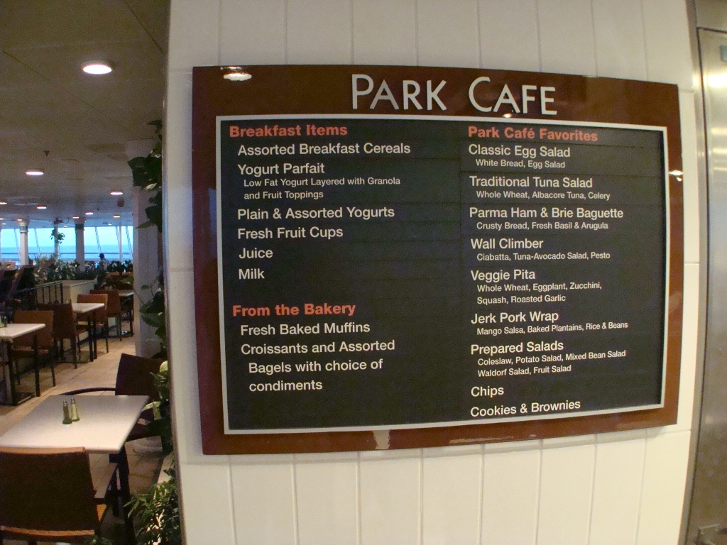 Photo Park Cafe menu Enchantment of the Seas Public Rooms album