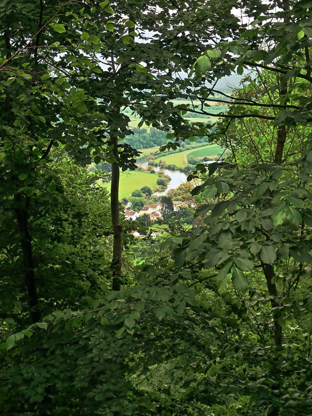 Blick vom Wildberg auf Wehrden und die Weser